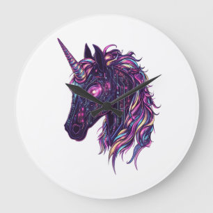 Cyberpunk Neon Unicorn (1) Large Clock