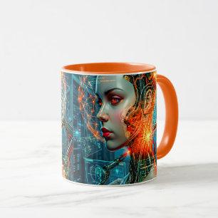 Cyberpunk Neural Nexus Futuristic Cyborg AI Mug