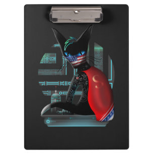 Cyberpunk Ninja Black Cat Clipboard