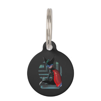 Cyberpunk Ninja Black Cat Pet Tag