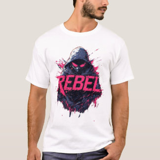 Cyberpunk Ninja Rebel Hot Pink Splatter Streetwear T-Shirt