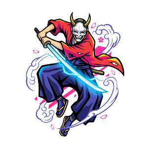 Cyberpunk Oni Samurai - Electric Katana Japanese  Mug