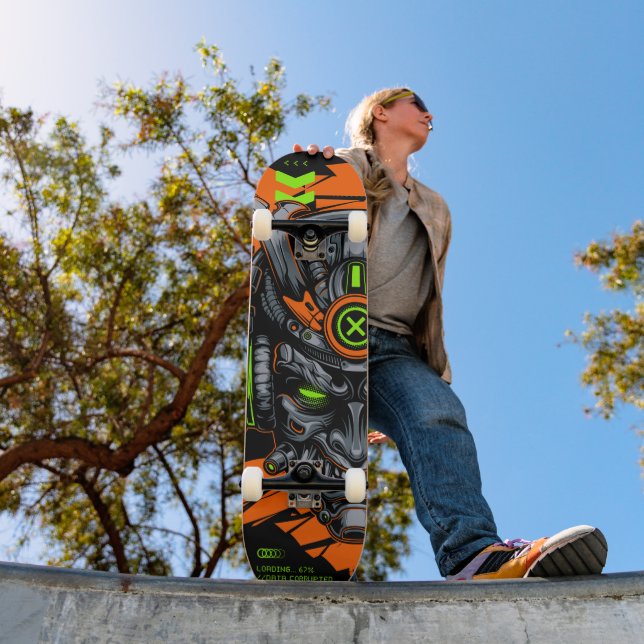 Cyberpunk Oni Samurai Mask Neon  Skateboard (Outdoor 1)