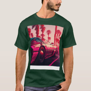 Cyberpunk Outrun City Automobile Futuristic AI Ge T-Shirt