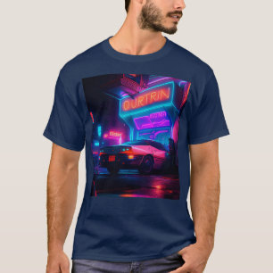 Cyberpunk Outrun City Automobile Futuristic AI Ge T-Shirt