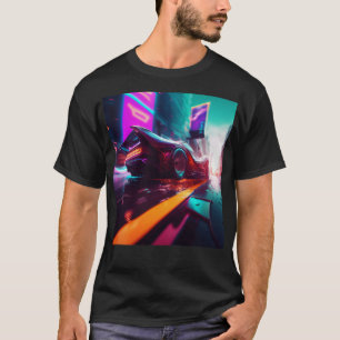 Cyberpunk Outrun City Automobile Futuristic AI Ge T-Shirt