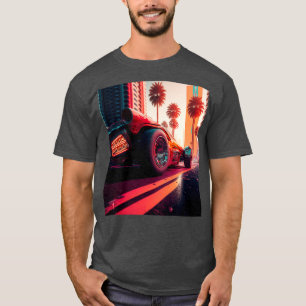 Cyberpunk Outrun City Automobile Futuristic AI Ge T-Shirt