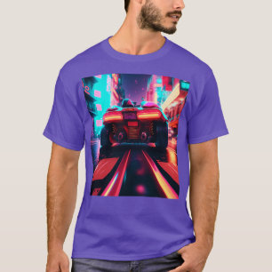 Cyberpunk Outrun City Automobile Futuristic AI Ge T-Shirt