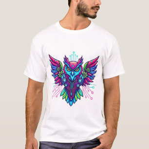 Cyberpunk Owl Guardian – Neon Tech Wisdom T-Shirt