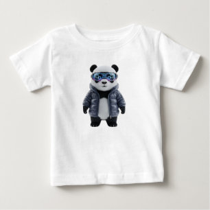 Cyberpunk Panda Cub in Neon Tokyo Baby T-Shirt