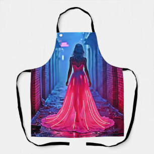 Cyberpunk Pink Light Dress Alleyway Mystery Art Apron