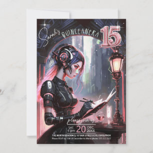 Cyberpunk Quinceanera Rose Gold/Grey ID1027 Invitation