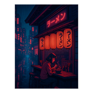 Cyberpunk Ramen Night Poster – Neon Japanese Citys