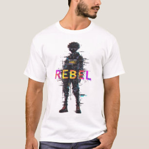Cyberpunk Rebel Anime Glitch Art Futuristic Street T-Shirt