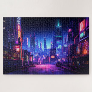 Cyberpunk Rooftop Tokyo Jigsaw Puzzle
