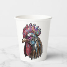 Cyberpunk Rooster Iridescent Mechanical Art