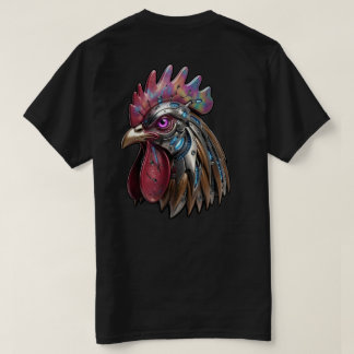 Cyberpunk Rooster Iridescent Mechanical Art T-Shirt