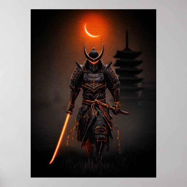 Cyberpunk Samurai Futuristic Warrior Poster (Front)
