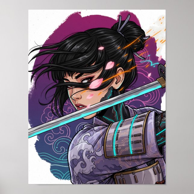 Cyberpunk Samurai Girl Poster (Front)