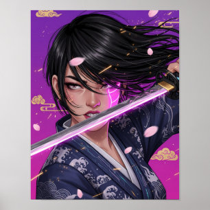 Cyberpunk Samurai Girl Poster