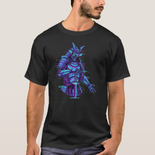 Cyberpunk Samurai in Neon Glow T-Shirt