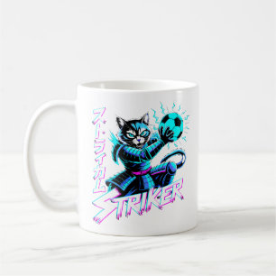 Cyberpunk Samurai Striker Cat for Gamers & Anime Coffee Mug