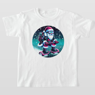 Cyberpunk Santa Claus - 8-Bit Futuristic Holiday T-Shirt