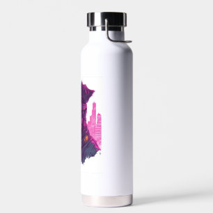 Cyberpunk Schnauzer � Futuristic Neon Dog Water Bottle