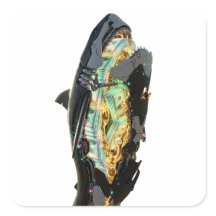 Cyberpunk Shark Neon Glitch Sticker | サイバーパンクサメ 