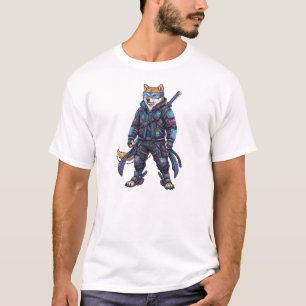 Cyberpunk Shiba Inu Neo Tokyo Samurai T-Shirt