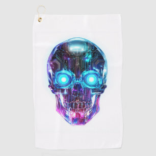 Cyberpunk Skull King Golf Towel