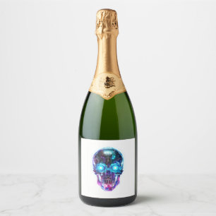 Cyberpunk Skull King Sparkling Wine Label