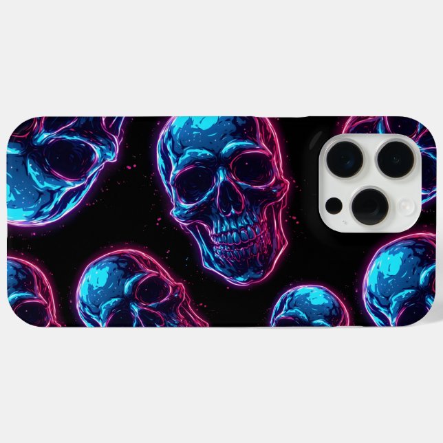 Cyberpunk Skull Neon Synthwave Glow Gamer Goth Case-Mate iPhone Case (Back (Horizontal))
