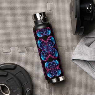 Cyberpunk Skull Neon Synthwave Glow Gamer Goth Water Bottle