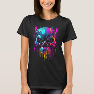 Cyberpunk Skull Shirt Retro Futuristic Punk Outrun