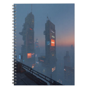 Cyberpunk Skyline Fog Notebook