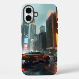 Cyberpunk Skyscrapper City Cars iPhone 16 Plus Case