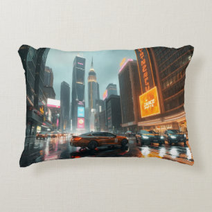 Cyberpunk Skyscrapper City Cars Decorative Cushion
