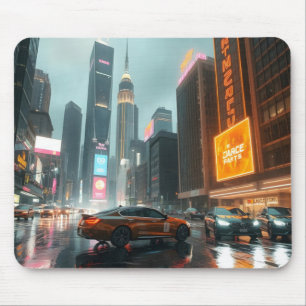 Cyberpunk Skyscrapper City Cars Mouse Pad