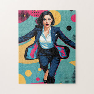 Cyberpunk Stylish Girl Pop Art Jigsaw Puzzle