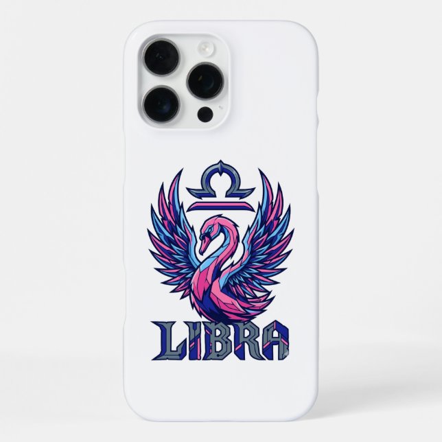 Cyberpunk Synthwave Libra Zodiac Mascot Swan iPhone Case (Back)