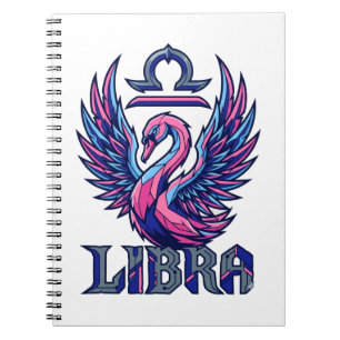 Cyberpunk Synthwave Libra Zodiac Mascot Swan Notebook