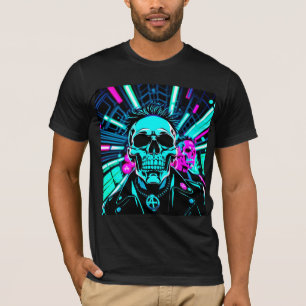 Cyberpunk Synthwave Skull Neon T-Shirt