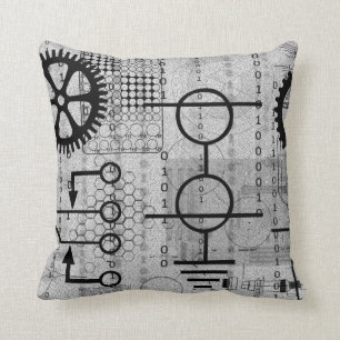 Cyberpunk Tech Gear Electronic Themed Throw Pillow