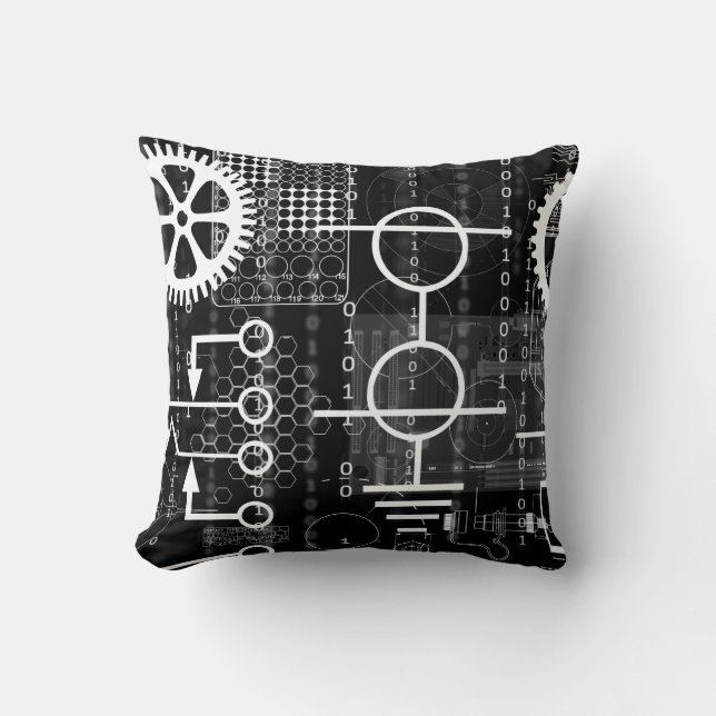 Cyberpunk Tech Geek Gear Electronic Engineer Math Cushion (Front)