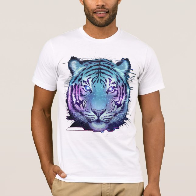 Cyberpunk Tiger T-Shirt - Neon Circuit Animal (Front)