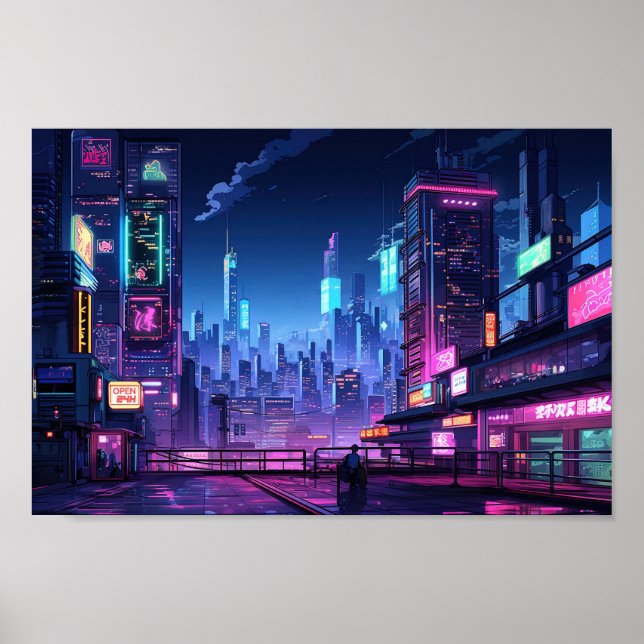 Cyberpunk Tokyo Rooftop Poster (Front)