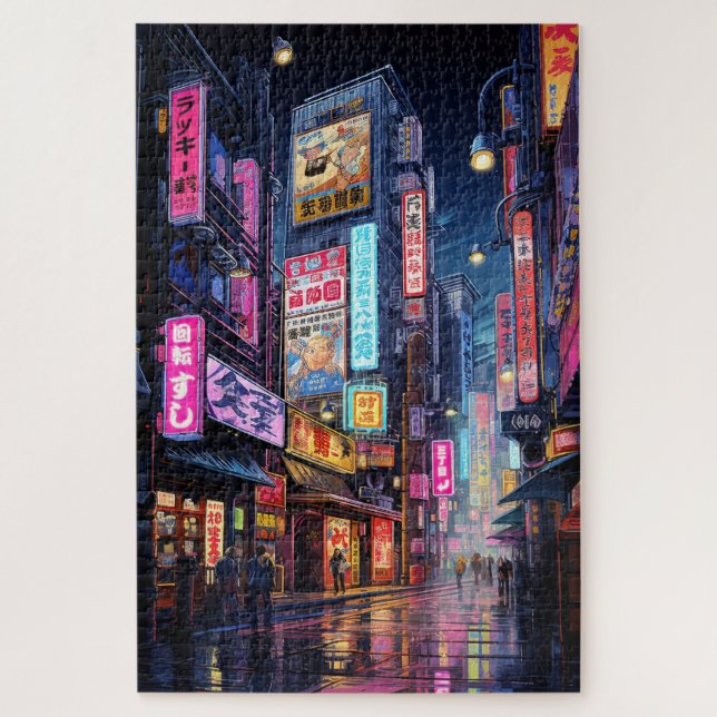 Cyberpunk Tokyo Street Neon  Jigsaw Puzzle (Vertical)