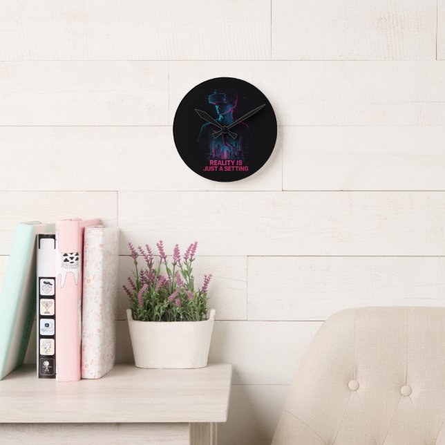 Cyberpunk VR Gamer Wall Clock | Neon Gaming Room D (Reading Room)