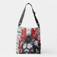 Cyberpunk Warrior Graffiti Crossbody Bag